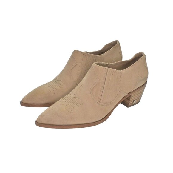 SAM EDELMAN Booties Womens Size 6.5 Roy Cowboy Boots Western Tan Ankle Rodeo - Picture 1 of 10